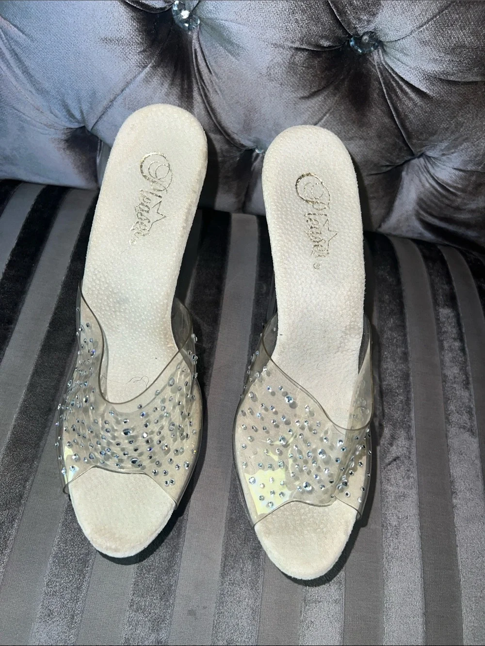 ✨ Pleaser Crystal Enclave: Rhinestone Platform Slides - Size 11 ✨ - Picture 8 of 8